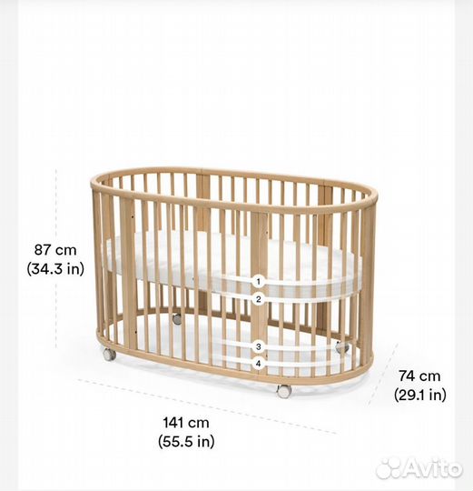 Детская кроватка Stekke sleepi mini с расширением