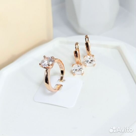 Комплект серьги+кольцо(р.18)