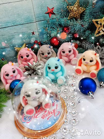 Мыло ручной работы зайчик новогодний