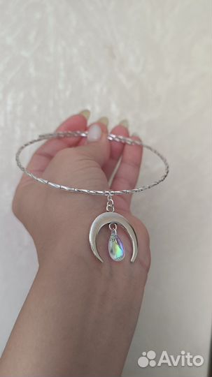 Колье чокер с лунницей и радужной каплей omj