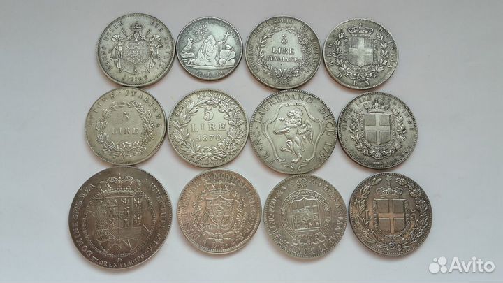 Монеты Франция. Италия 1756-1908 г Серебро