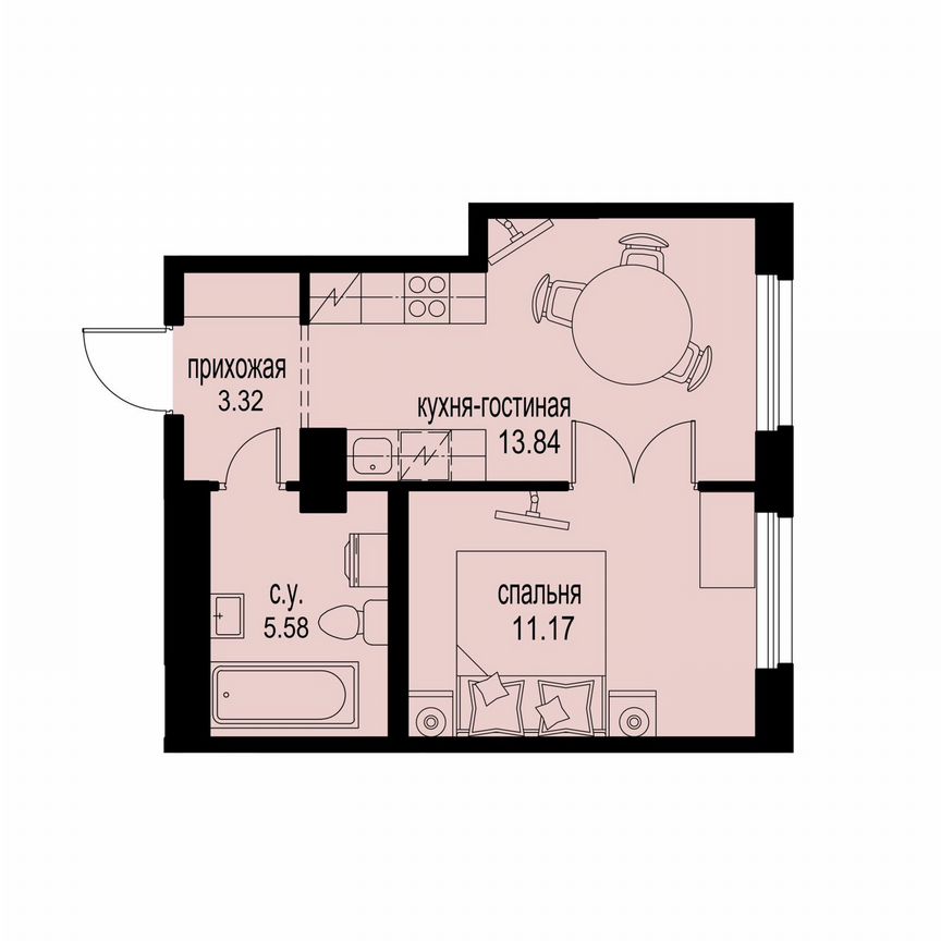 1-к. квартира, 33,9 м², 3/12 эт.