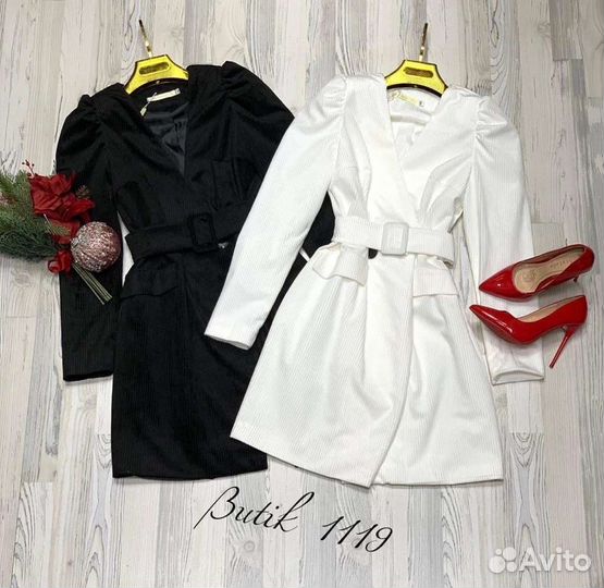 Платье пиджак черное вельвет размер 44