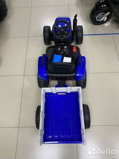 Детский электромобиль трактор с прицепом