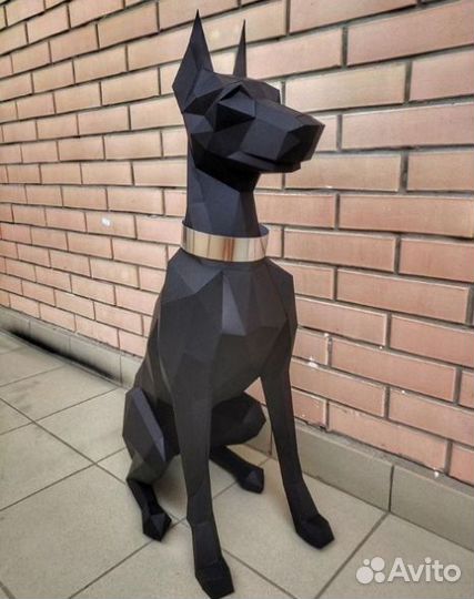 Трофей бумажная голова Доберман Паперкрафт