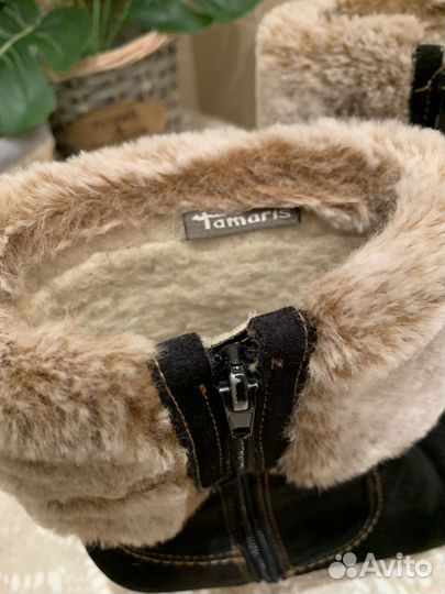 Ботильоны полусапоги Tamaris зимние 37 38 замша