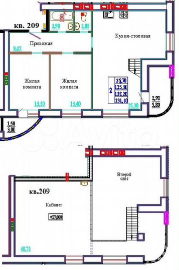 3-к. квартира, 128,2 м², 9/9 эт.