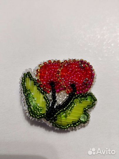 Брошь булавка (вишенки)
