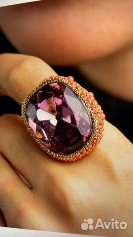 Kenneth Jay lane кольцо с аметистовым кристаллом