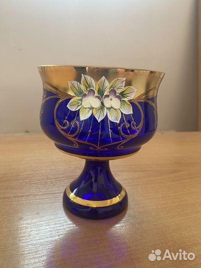 Конфетница цветная богемия стекло