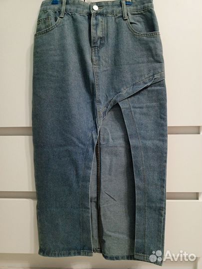 Джинсовая юбка макси