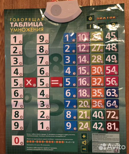 Говорящая таблица умножения (звуковой плакат)