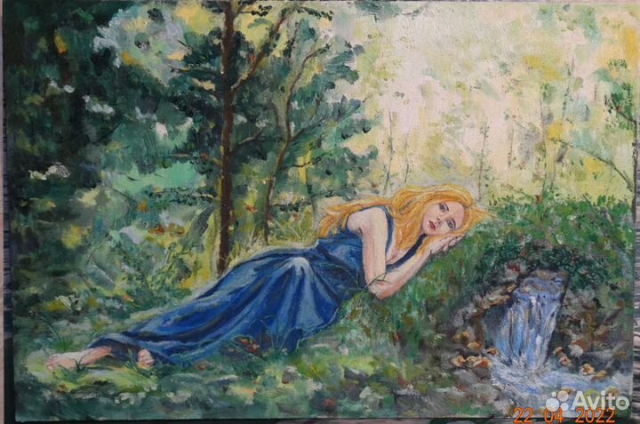 Картина. Масло, холст (лён ). Нимфа родника