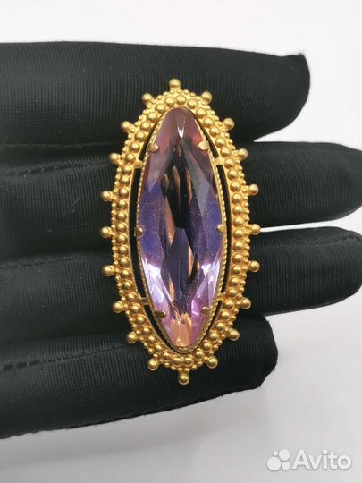Брошь Сиреневый камень Винтаж Бижутерия СССР