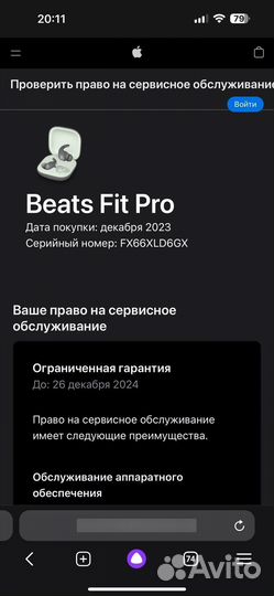 Беспроводные наушники Beats Fit Pro