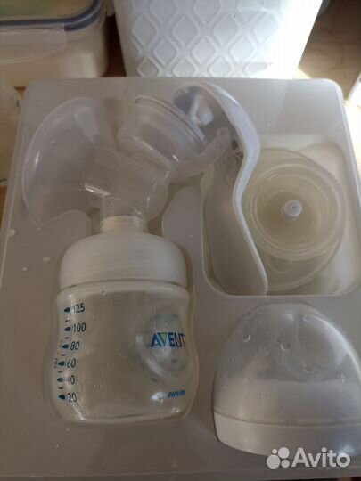 Молокоотсос avent ручной с бутылочками