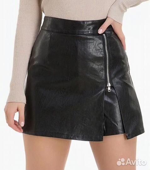 Кожаная юбка шорты
