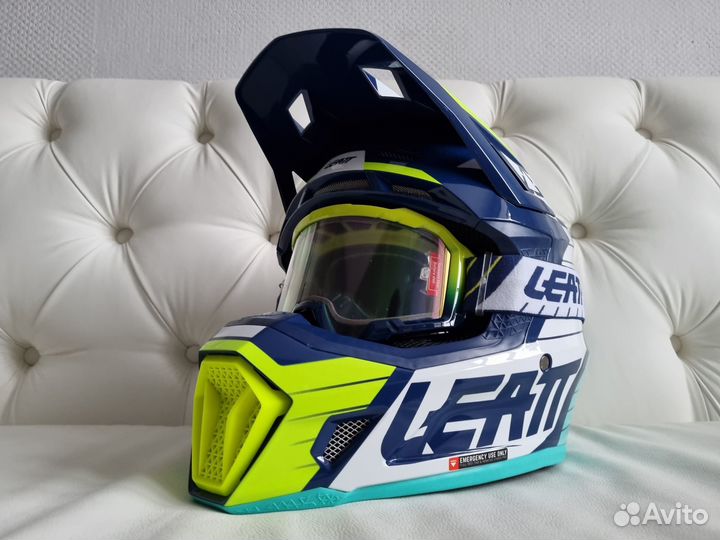 Бирюзовый Шлем Leatt Moto 7.5 V23 Helmet Kit Blue