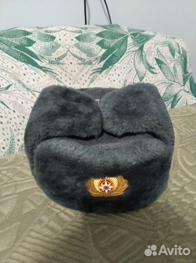 Шапка-ушанка офицерская, цигейковая