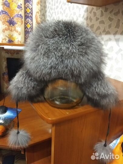 Шапка-ушанка из чернобурки