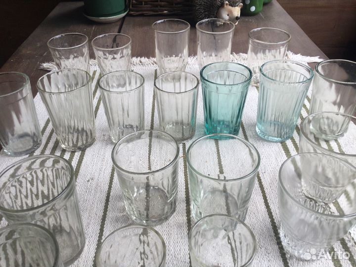 Разные советские граненые стаканы и рюмки