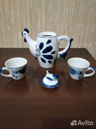 Чайник петушок СССР с двумя чашечками