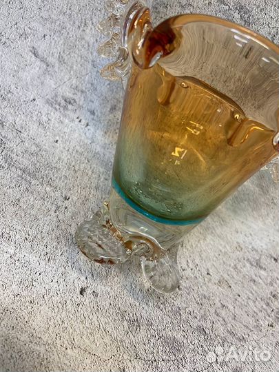 Ваза. Корзинка. Цветное стекло. СССР