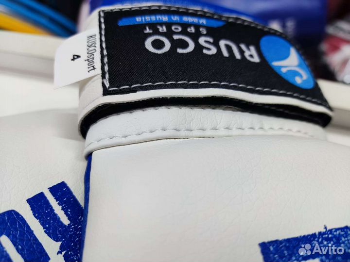 Боксёрские перчатки RuscoSport бело-синие