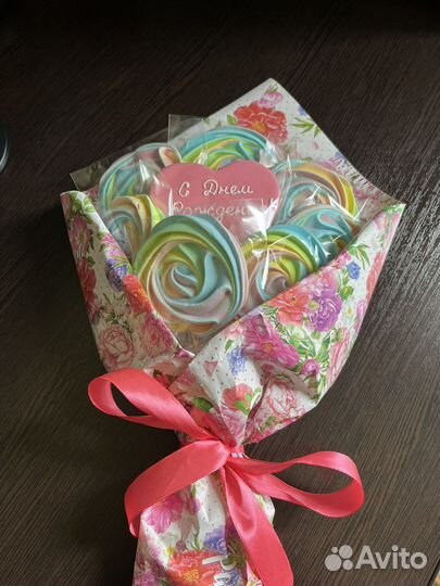 Букет из пряников и безе.Зефир