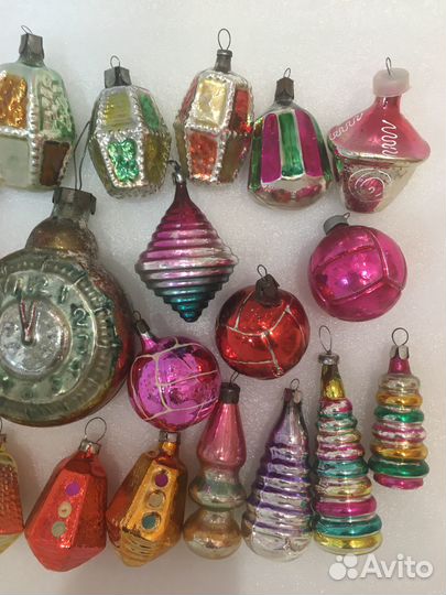 Елочные игрушки СССР Часы фонарь пирамидки