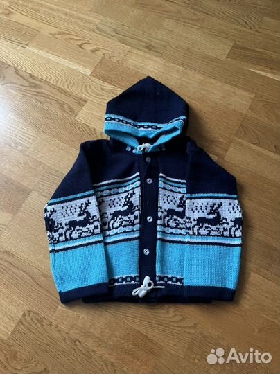 Новая вязаная детская кофта с оленями