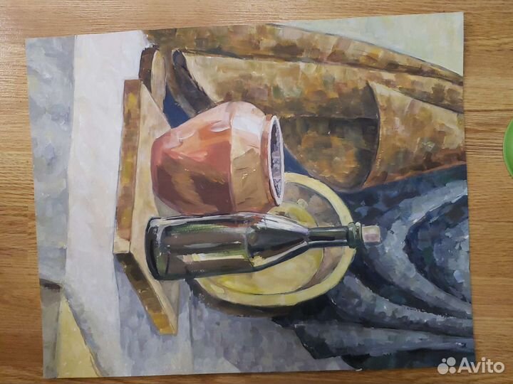 Картина акварелью натюрморт с чайником