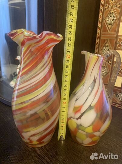 Ваза цветное гутное стекло