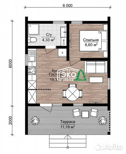 Каркасный дом барнхаус 6х8 по prefab технологии