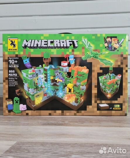 Конструктор Minecraft Зелёная крепость 866 LED