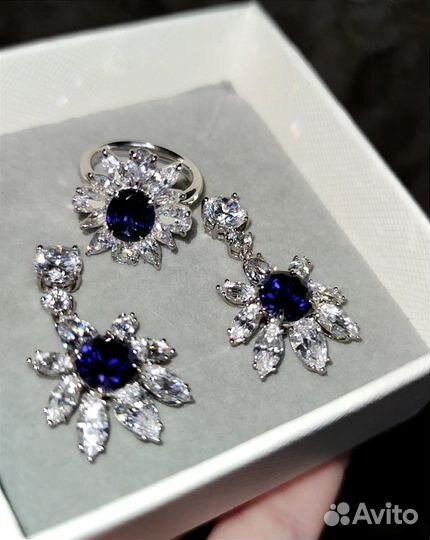 Кольцо серебро 925 пробы с сапфиром 2.31 ct