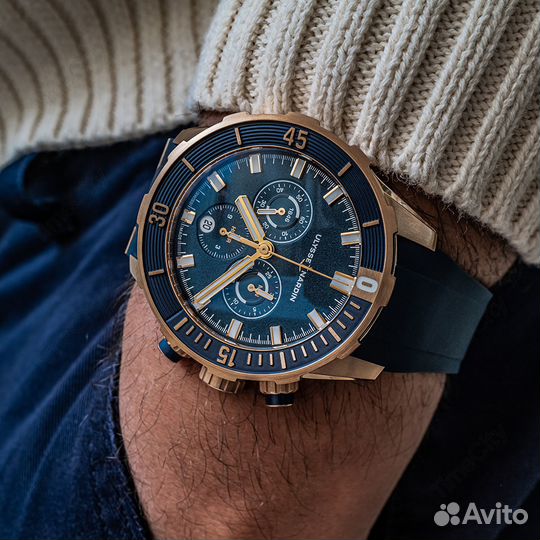 Часы Ulysse Nardin Diver Chronograph Diver 1502-170-3/93 + подарок 1 год гарантии