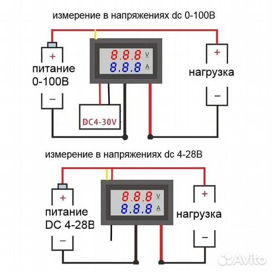 Вольтметр-амперметр 100В/10А