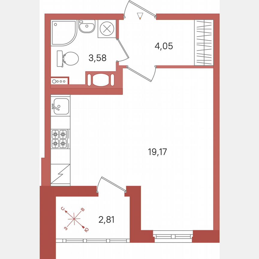 Квартира-студия, 28,2 м², 10/11 эт.
