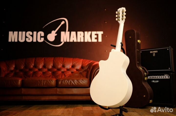 Новая акустическая гитара с анкером cowboy белая