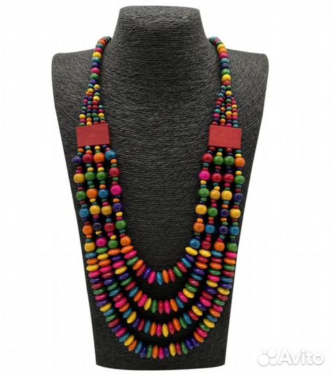 Суперские деревянные бусы колье бохо этно