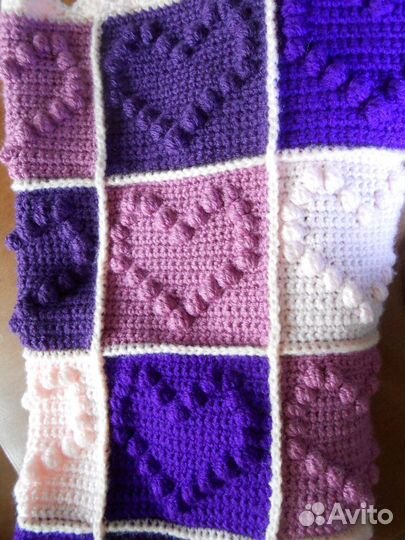 Детский плед с сердечками. Новый Ручная работа