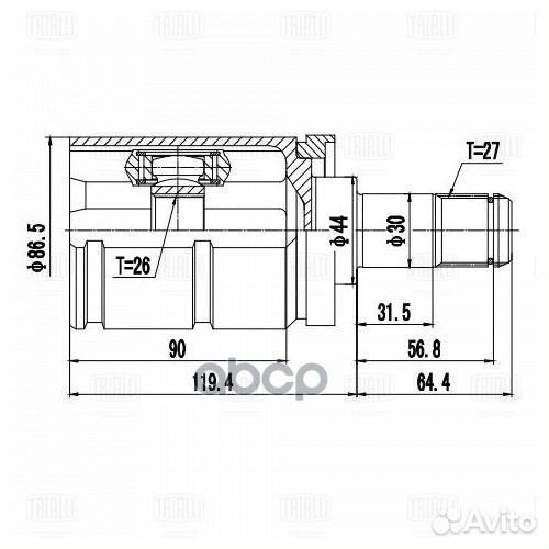 ШРУС BMW X5 E53 (00) (внутр. лев.) GO 817 Trialli