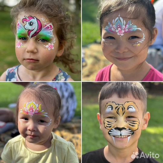 Аквагрим, причёски с канеколоном, блеск-тату