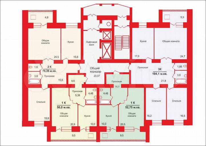 2-к. квартира, 77 м², 13/15 эт.