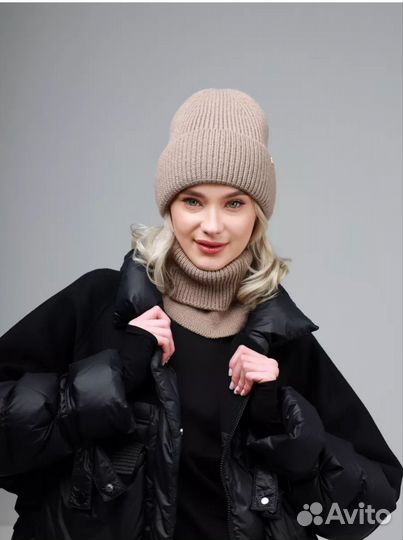 Шапка и снуд женские зимний комплект