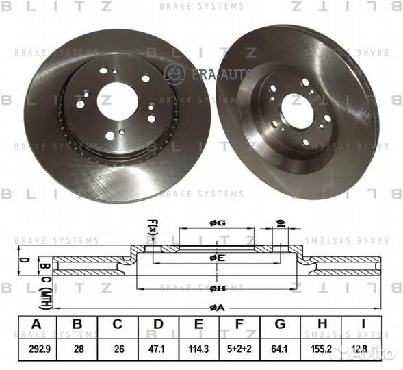 Blitz BS0279 Диск тормозной honda CR-V 07