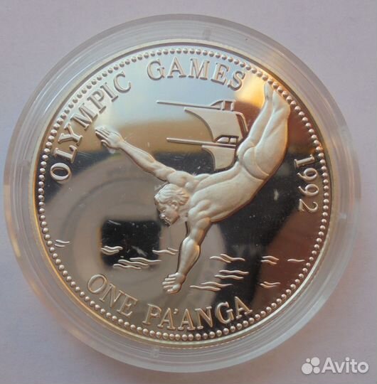 Тонга. 1 паанга.1992 г.Прыжки в воду