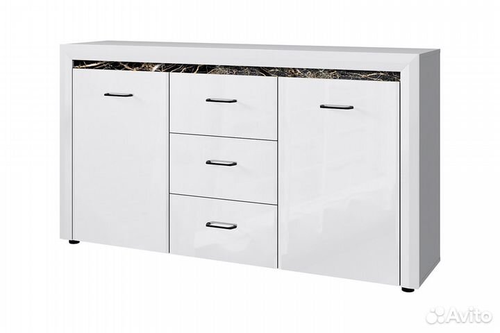 Whiteblack, Тумба 2D3S. Цвет белый / белый глянец