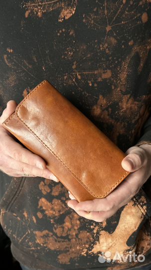 Кошелек клатч из натуральной кожи на кнопках